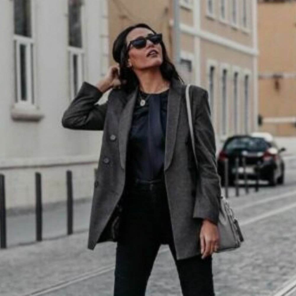 ZARA Blogger Favorite Oversized Double Breasted Blazer Suit Jacket Pea Coat - XS - Picture 1 of 10